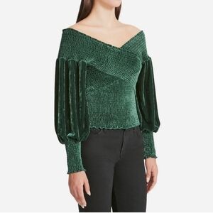 BB Dakota by Steve Madden - Velvet Cake Womens Smocked Double V-Neck Top